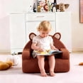 thumbnail image 2 of Ktaxon Kids Sofa, Bear Shaped Back Toddler Couch, No Assembly Boneless Children Chairs for Indoor Home Rest Corner Teddy Velvet Brown, 2 of 9
