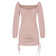 thumbnail image 4 of Gspmoly Robes pour Femmes, Mode Femmes Robe Unie Décontractée à Manches Longues Col à Lien Mi-Cuisse Robes de Soirée pour Femmes jusqu'à 65 % de Rabais, 4 of 9