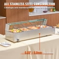 thumbnail image 5 of KFFKFF 4-Section Electric Buffet Server, 4 x 8QT, 1500W, Stainless Steel with Glass Lid, Adjustable Heat 86-185°F for Catering and Restaurants, Silver, 5 of 9