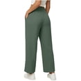 thumbnail image 6 of Women's Cotton Loose Straight Elastic Waist Pants with Pockets for Women, Mid Waisted Double Pocket Casual Long Trousers, Lounge Business Casual Outdoor Wear Womens | VerBelle,Army Green L, 6 of 7