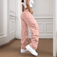 thumbnail image 6 of Cargo Pants for Women High Waisted Hiking Pants Baggy Stretchy Wide Leg Y2K Streetwear with Pockets Pink XL, 6 of 8