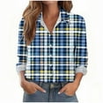 thumbnail image 2 of Enjoytime Button Down Shirts for Women Plaid V Neck Collared Long Sleeve Blouse Dressy Work Business Casual Tops Multicolor S, 2 of 6