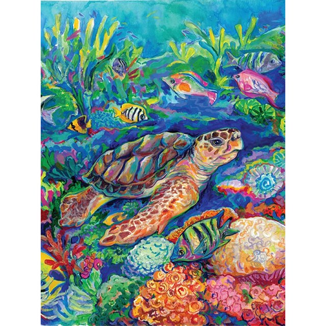 Pintura de diamante (DE6755) Tortuga marina Pared de diamantes de imitación redonda completa 45x60cm Hugtrwg Para estrenar