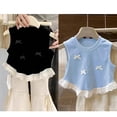 thumbnail image 5 of SNKSDGM Girls Long Sleeve White Shirt Girls Clothes for Girls 10-12 Cute Outfits Summer Spring/Summer Girls Bow Short Vest Style Baby Lace Lace Patchwork Sleeveless Top Trend 5/120, 5 of 6