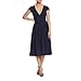 thumbnail image 3 of Dress the Population womens Corey Cap Sleeve Plunge Neck Fit and Flare Knee Length Dress, Midnight, Medium US, 3 of 4