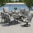 thumbnail image 2 of Grand Patio 2-Piece Outdoor Dining Chairs Patio Fixed Dining Chair Set of 2 All-Weather Steel Frame with Removable Grey Olefin Cushions, 2 of 6