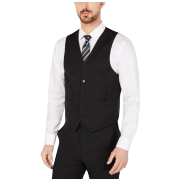 Lauren Ralph Lauren Mens Classic fit Button-Up Suit Vest Small Black Stretch
