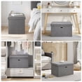 thumbnail image 4 of VECELO 24" Collapsible Srorage Ottoman, Linen Big Storage Bench Footrest Stool, Folding Use for Bedroom Living Room, Grey, 4 of 12