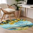 thumbnail image 5 of Summer Home Sweet Round Area Rugs 3 ft, Yellow Lemon Blue Sky Green Leaf Retro Washable Small Area Rug with Non-Slip Sturdy Edge Binding Round Front Door Mat Floor Carpet for Entryway, 5 of 9