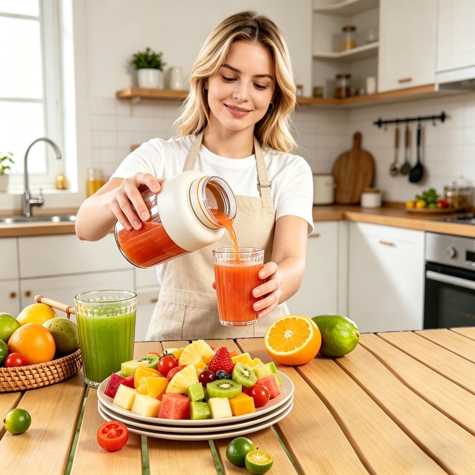 Portable Juice Cup Blender for Smoothies Shakes Fruit Crush, 6.89x4.33 Inch USB Charging Cordless, Powerful Blades Blending for Small Ice Kitchen Outdoor