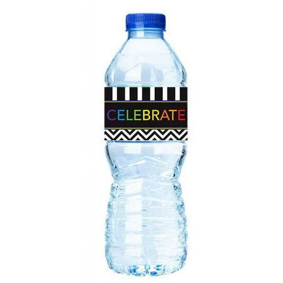 Celebrate!Chevron&Stripes-Water Bottle Labels-12pack