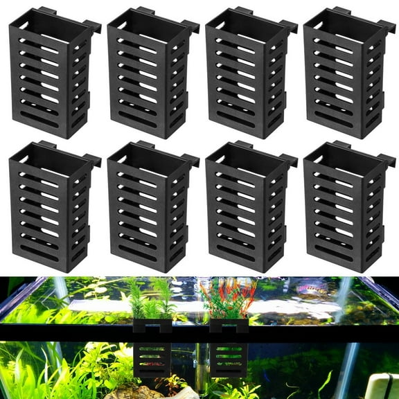 8 Pcs Aquarium Plant Holders, Hanging Aquarium Planters with Hooks, Fish Tank Plant Holders, Aquatic Plant Pots, Aquatic Plant Cups for Aquascape Decoration