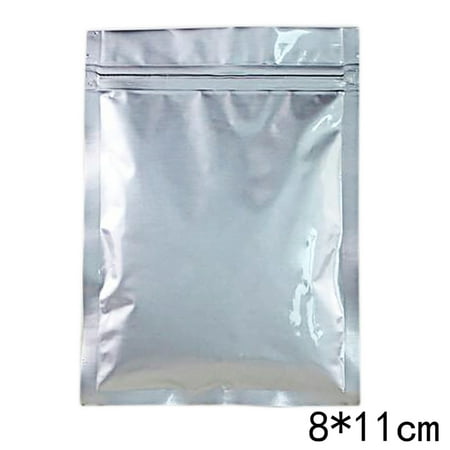 SHOPFIVE 100 Pcs Silver Foil Zip Lock Pouches Food Storage Zipper Bags Smell Proof