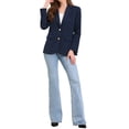 thumbnail image 2 of BLAZER CHIC PARA MUJER INSPIRE Con Solapa Notch de Manga Larga Saco de Trabajo de Un Solo Botón XS Azul Oscuro, 2 of 6