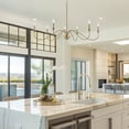 thumbnail image 3 of Kira Home Archer 47" 6-Light Farmhouse Gold Chandelier, Gold Ceiling with Elegant Curved Swoop Arms, Cool Brass, 3 of 8