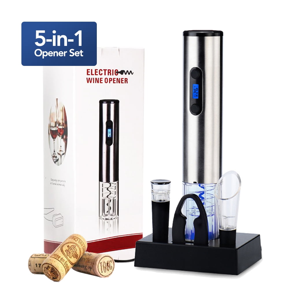 HYTX USB Rechargeable Electric Wine Opener with Stand and Foil Cutter