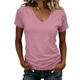 thumbnail image 2 of Women's Classic Fit T Shirts Short Sleeve V Neck Casual Tee Shirt Summer Tops Pink M, 2 of 5