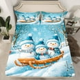 thumbnail image 2 of Feelyou Winter Cartoon Snowman Full Size Sheets, Merry Christmas Bed Sheets, Western Festival Holiday Sheet Sets, Luxury Bedroom Decor, 4pcs, 2 of 7