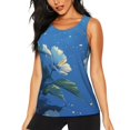 thumbnail image 1 of Junzan Hibiscus Flowers Calm Water Pattern Workout Tank Tops for Women Sleeveless Running Loose Fit Yoga Tops Active Shirts Gym Exercise-Large, 1 of 7