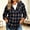 Coffee, variant on Women Oversized Hooded Plaid Long Sleeve Shirt Button Down Western Cowgirl Casual Tops with Chest Pocket