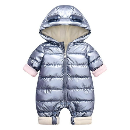 

Baby Adorable Hoodie Jumpsuit Snow Suit Winter Zip Up Long Sleeve One-Piece Coat