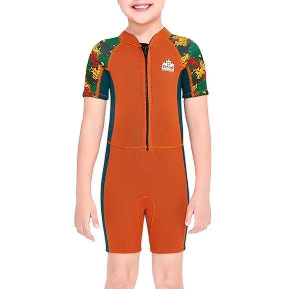 Niños Trajes de buceo Traje de buceo Esquemas de bañamiento de traje de baño transpirables para bucear Skinorkeling Surfing Natación Naranja XXL 2.5mm