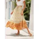 thumbnail image 3 of TEELYNN Boho Casual algodón rayón estampado floral faldas mujeres vintage cintura alta A-line falda verano playa ropa señoras falda mujer, 3 of 5