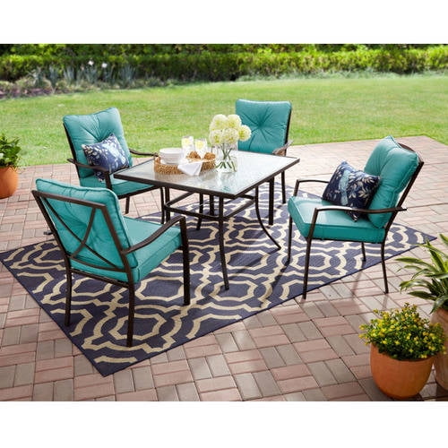 Mainstays Forest Hills Outdoor Patio Dining Set Cushioned Metal 5