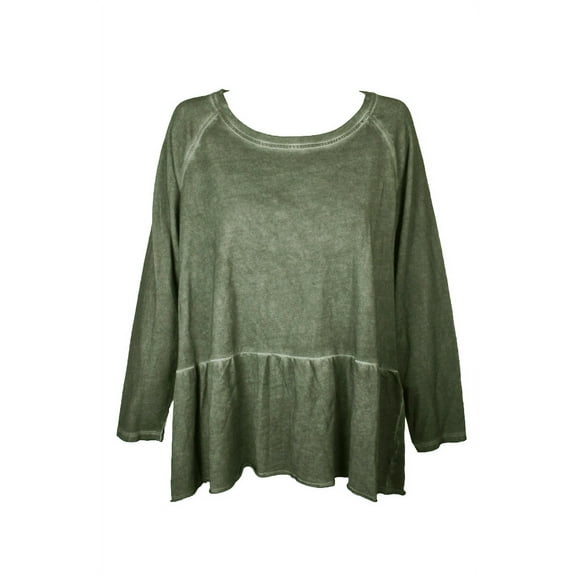 Style & Co Olive Sprig Peplum Flounce Sweatshirt M