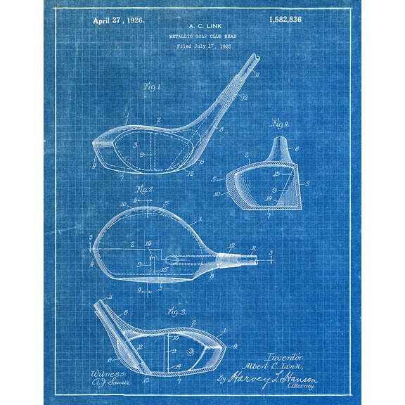 Original Golf Club Artwork Submitted In 1926 - Golf - Patent Art Print