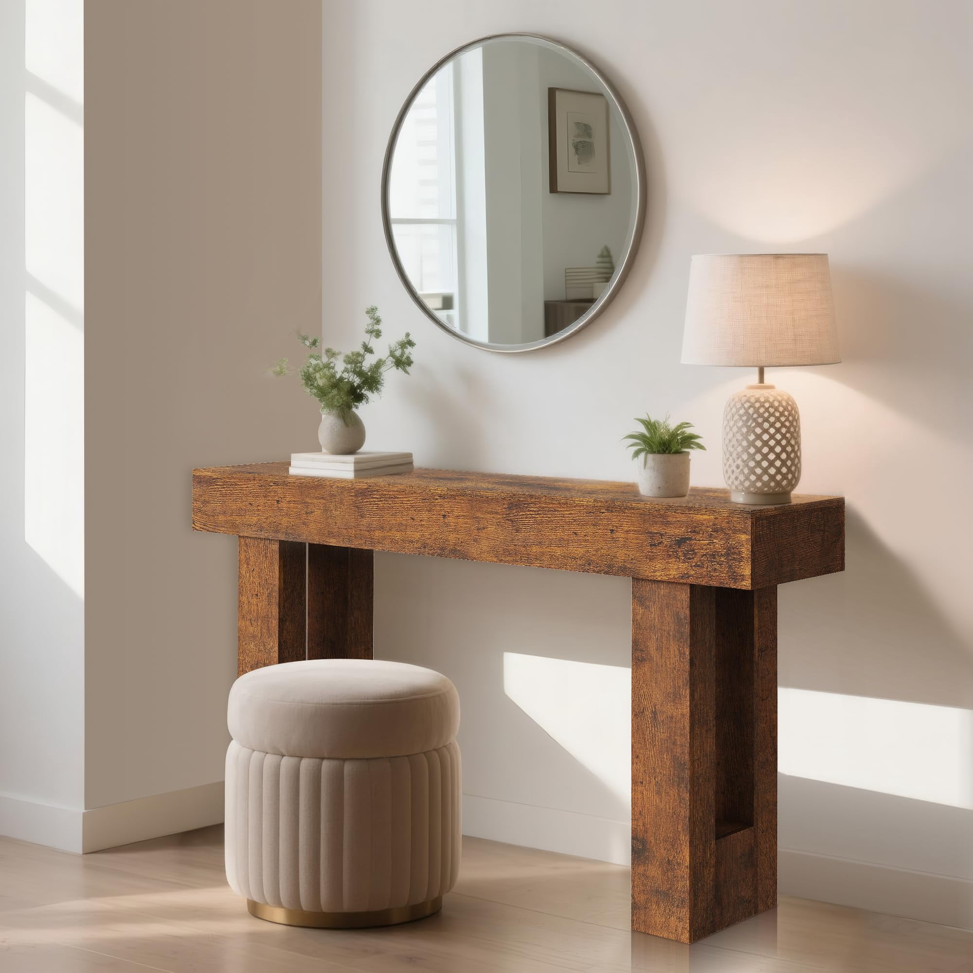 63" Long Console Table for Entryway – Farmhouse Wooden Sofa Table Behind Couch, Rectangular Hallway & Living Room Accent Table