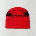 thumbnail image 3 of Penkiiy Y2K Gothic Spider Pattern Knit Hat Women Slouchy Knitted Beanie Men Winter Warm Skull Cap Red, 3 of 3