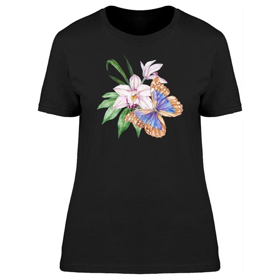 Golden-Blue Butterfly Tee Women's -Image by Shutterstock