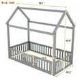 thumbnail image 2 of Harper & Bright Designs House Floor Bed with Fence & Roof, Twin Size Wood Playhouse Bed Frame wih Rails & Door for Boys Girls, Gray, 2 of 11
