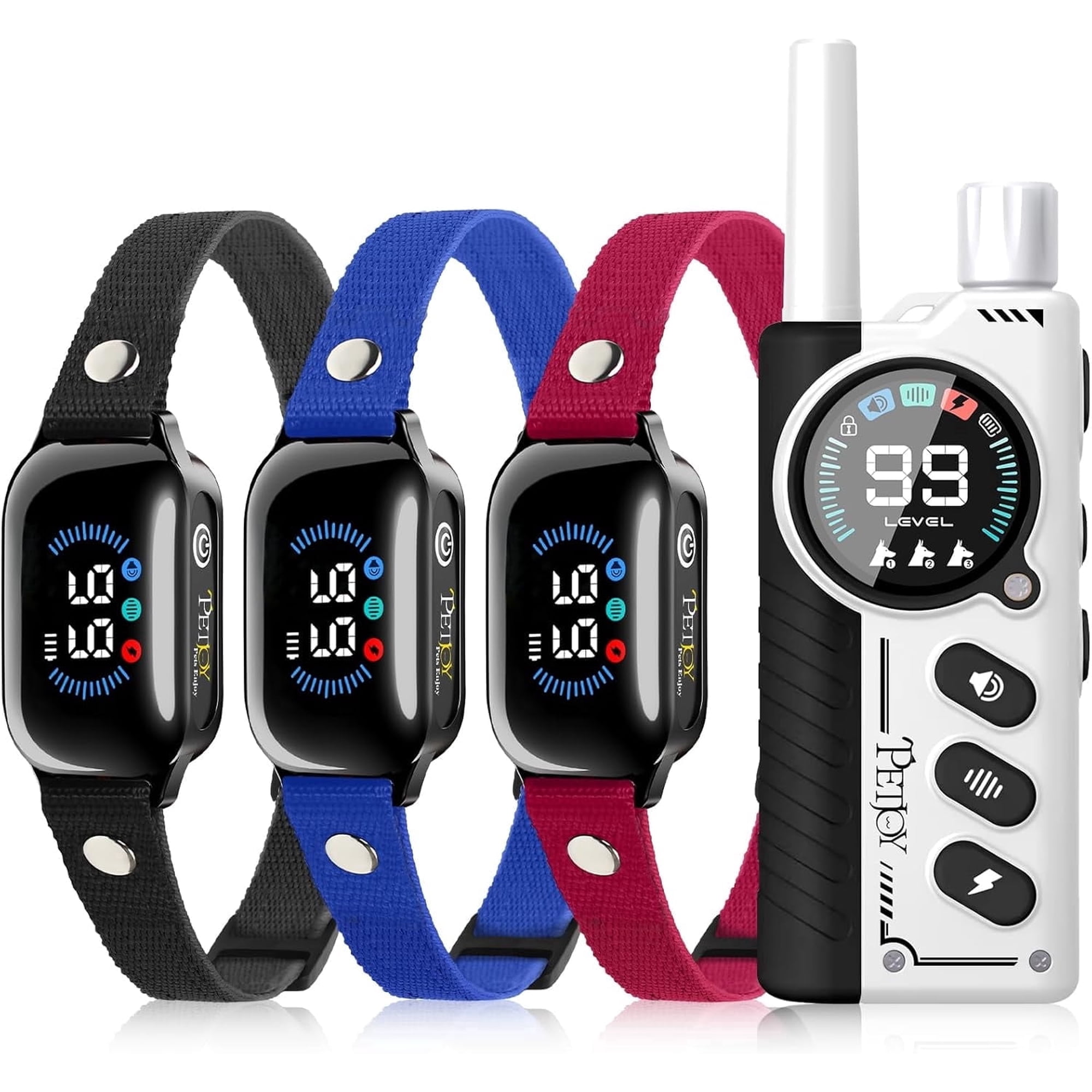 Paipaitek Dog Training Collar for 3 Dogs 4000ft Remote Safety Shock Lock 9 Tones White for 3 dog