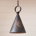 thumbnail image 2 of Irvins Country Tinware Madison Witch's Hat Pendant in Kettle Black Punched Tin, 2 of 3