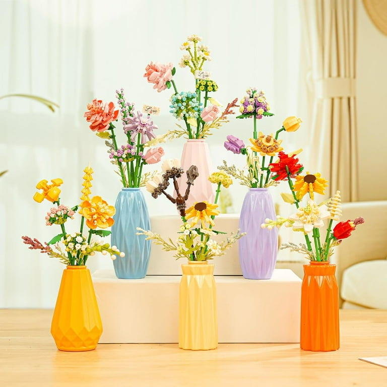 GZBrick Flowers Bouquet Botanical Building Set with Vase for