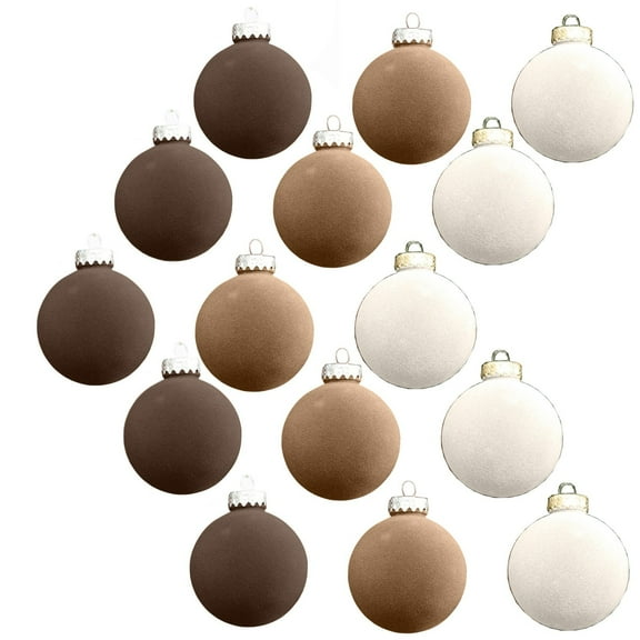 Zawou Velvet Christmas Ornaments 15 Pcs Flocked Tree Ball Set Large Plastic Shatterproof Hanging Balls for Holiday Party Home Décor