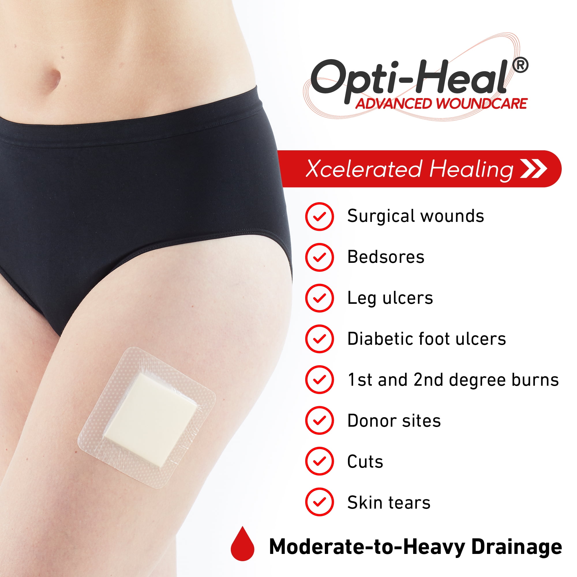 Neo G Opti-Heal Silicone Foam Absorbent Dressing, 3 Count - 4x4 FSA/HSA Eligible