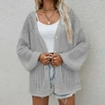 thumbnail image 4 of Lilgiuy Women's Sweater Coat Top Cardigan Loose Hollow Out Long Sleeve Coat，Gray,8 Winter Clothes for 2022, 4 of 5