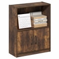 thumbnail image 2 of Furinno GRUEN 2-Tier Open Shelf Bookcase with Doors 9.3 x 21.8 x 27 Amber Pine, 2 of 5