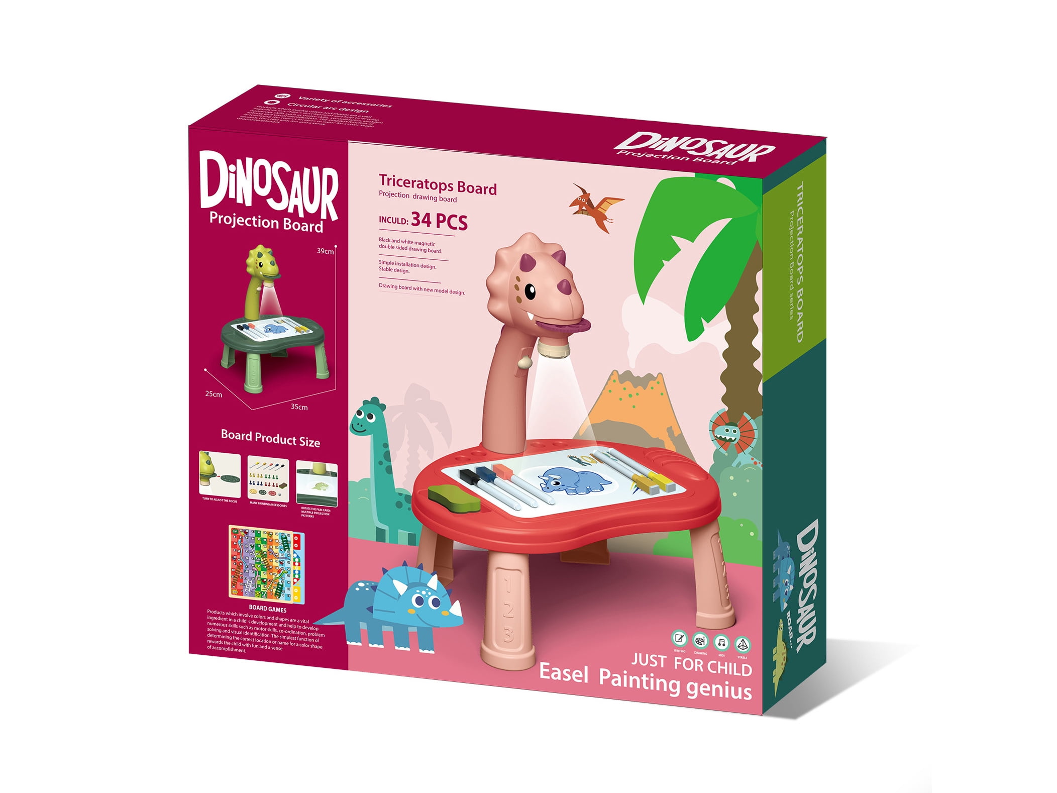 Petmoko 3D Drawing Board for Kids, Kids Toys, Art Tools, Vacation Hifts for Girls, LED Drawing Board for Graffiti-Dinosaur Drawing Paper, Dinosaurs