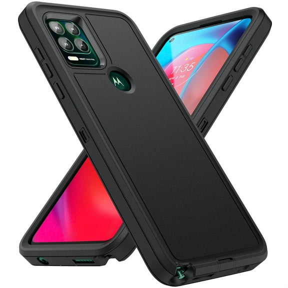 JTCASES for Motorola Moto G Stylus 5G 2021 Case, Shockproof Anti-drop PC Frame Anti-slip Strip Silicone Back Shell Rugged Anti-scratch for Motorola Moto G Stylus 5G 2021 (6.8") - Black
