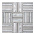 thumbnail image 2 of Sample - Cinderella Gray Marble Stone Aluminum Parquet Mosaic Tile Kitchen Backsplash, 2 of 6