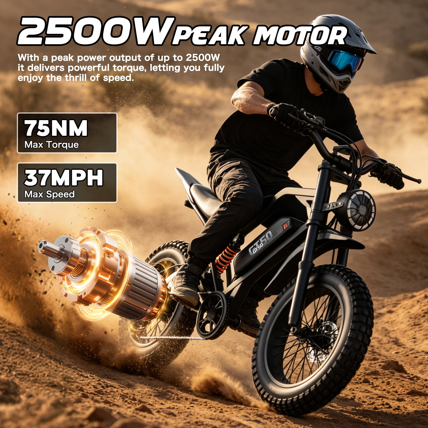 2500W Peak 750W Electric Bicycle 48V 25Ah, 20'' Fat Tire Mountain Ebike 37MPH 65Miles Range,7 Speeds, Removable Battery Adult Electric Bike UL2849