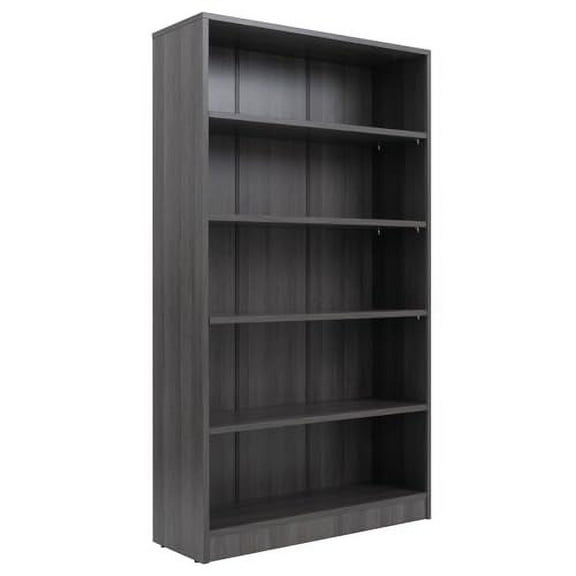 STARY 5 Shelf Carbon Black Bookcase 60 inch Tall Wood Bookshelf for Bedroom