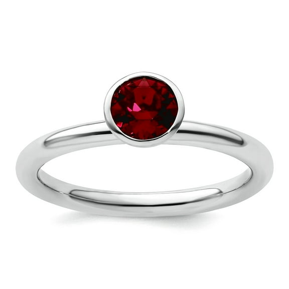 925 Sterling Silver Bezel Polished Stackable High 5mm July Crystal Ring Size 6 Stackable Ring for Women