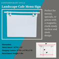 thumbnail image 4 of Hanging Landscape Menu Contemporary Style Chalkboard Sign, Metal Menu Display 28x22 Magnetic Surface Cafe Bar Sign for Business Price Menu (White Frame/24x18 White Board), 4 of 8