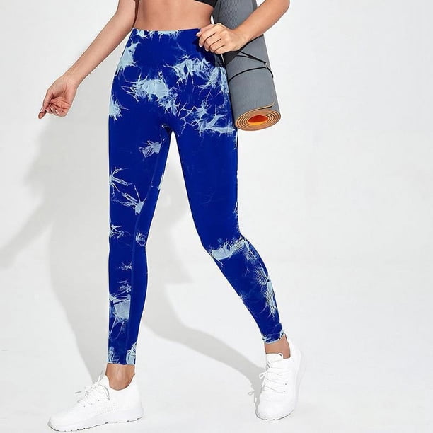 Pantalones ajustados para levantar caderas, de color melocotón, con efecto tie-dye, sin costuras, para deportes, ajustados, para abdominales, para yoga y fitness con cintura alta