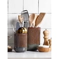 thumbnail image 3 of Utensil Holder for Kitchen Counter, 7.3"+5.4" Fluted Ceramic Utensil Crock Organizer for Countertop, Heavy Large Holder for Spatulas, Spoons, Set of 2, Olive Brown Marble, 3 of 6